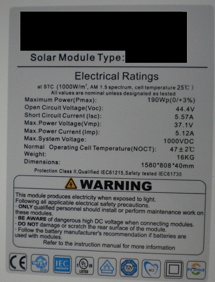 Solar module label