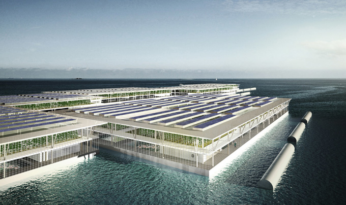 Floating solar powered farm concept by Forward Thinking Architecture