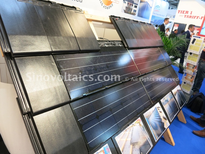 Solar shingles exhibited at Intersolar Munich 2015