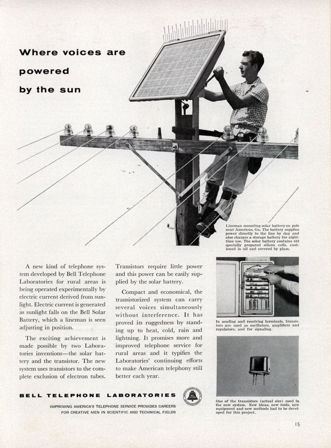 Bell advertisement solar energy history