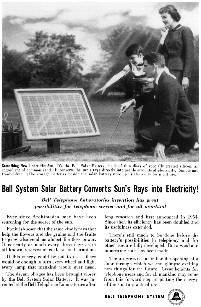 Bell advertisement solar energy history