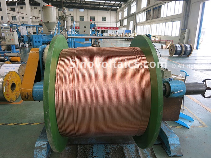 Solar cables - large drum of copper wire